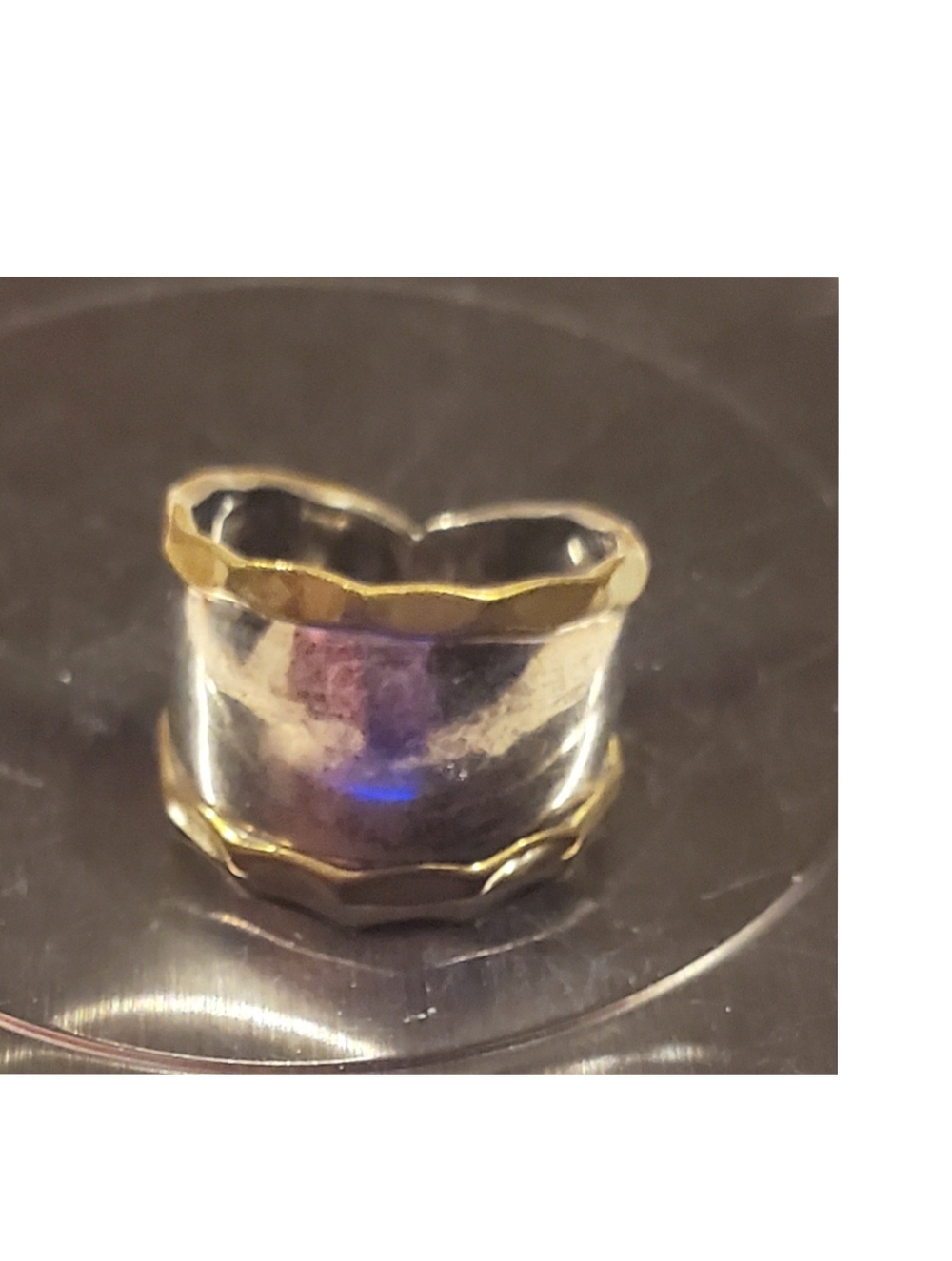 925 Taxco Mexico Wide Band Ring Brass Tapered Edge Vintage